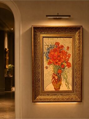 14x11” Red Poppies and Daisies by Vincent Van Gogh with gold ornate frame